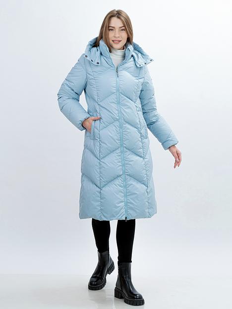 Пальто пуховое женское Ельское, светло-голубой опт фото 2