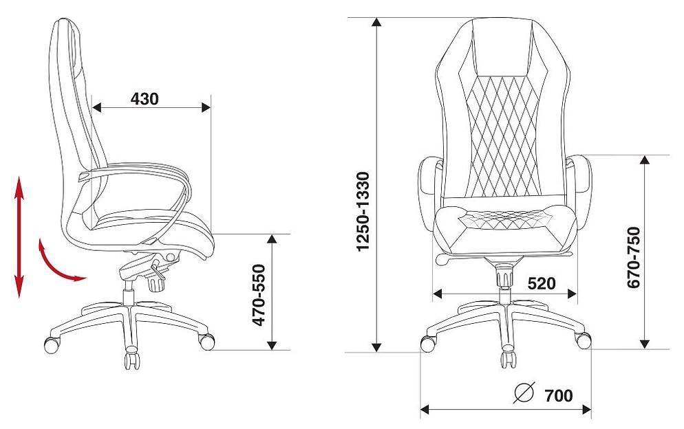 Кресло руководителя Бюрократ _Aura черный кожа крестовина алюминий фото 5