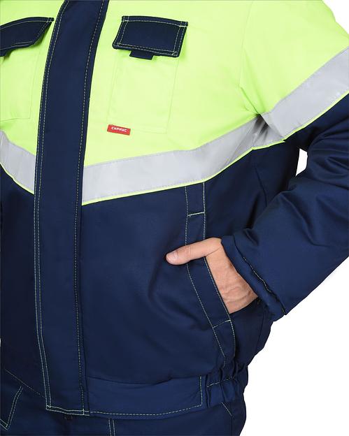 Костюм «Сириус-Навигатор» зимний куртка и полукомбинезон, темно-синий с лимонным ОПТ фото 9