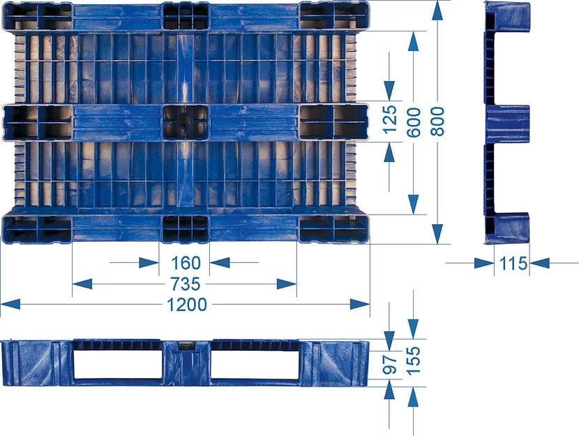 Паллет 1200x800х150 сплошной, на 3-х полозьях  красный фото 5