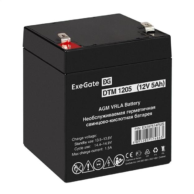 Exegate EX297514RUS Аккумуляторная батарея DTM 1205 (12V 5Ah, клеммы F2) фото 1
