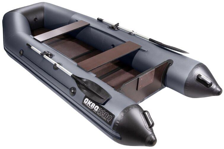 Лодка Аква 3200 слань книжка, киль, 3200*1420*400 мм., цвет: графит-черный фото 1