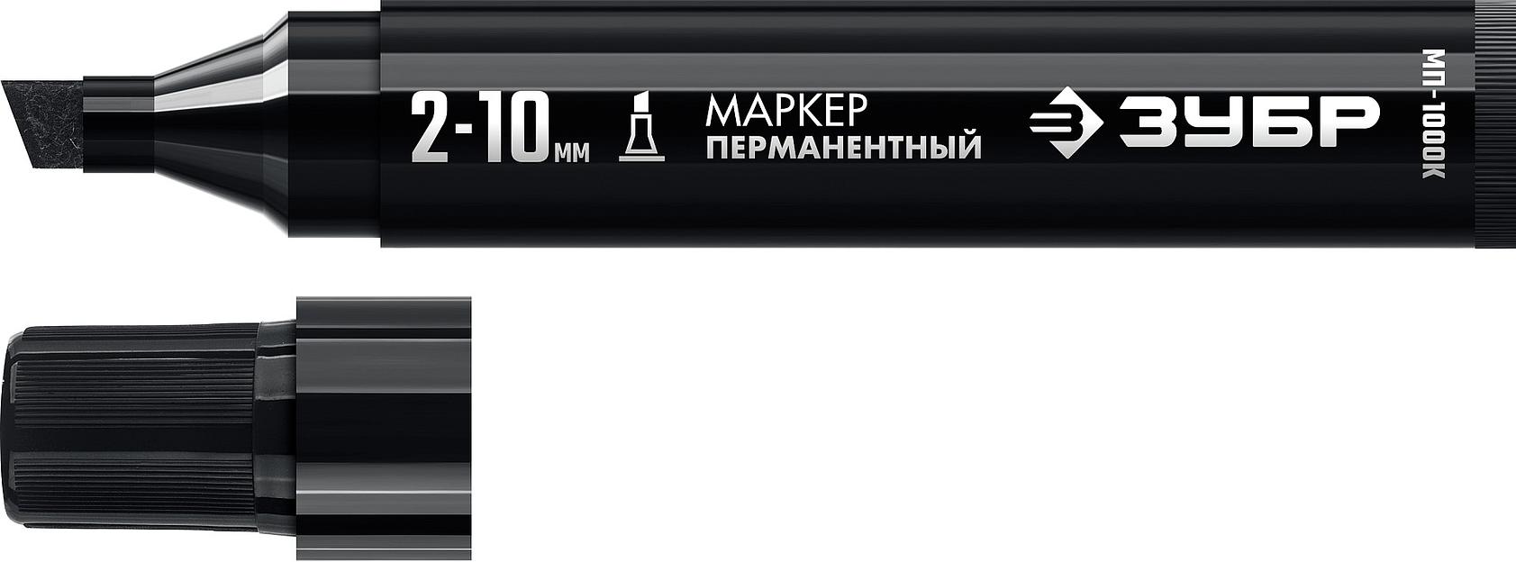 ЗУБР МП-1000К чёрный, 2-10 мм, клиновидный перманентный маркер (06333-2) фото 1