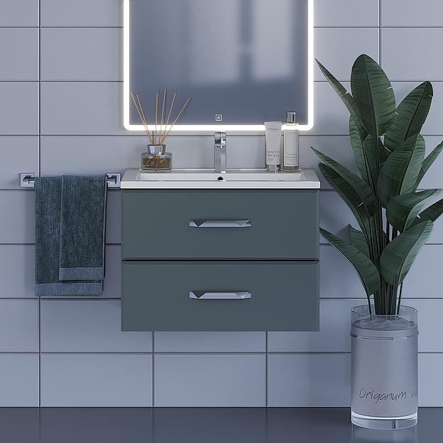 Тумба с раковиной для ванной Uperwood Foster 70 см, подвесная, серый графит фото 7