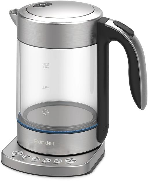 Чайник электрический Rondell RDE-WK888 1.5л. 2200Вт серебристый/прозрачный корпус: стекло фото 1