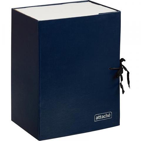 Папка архивная с завязками, 150 мм, картон/бумвинил, до 1500 л., складная, синий, Attache фото 1
