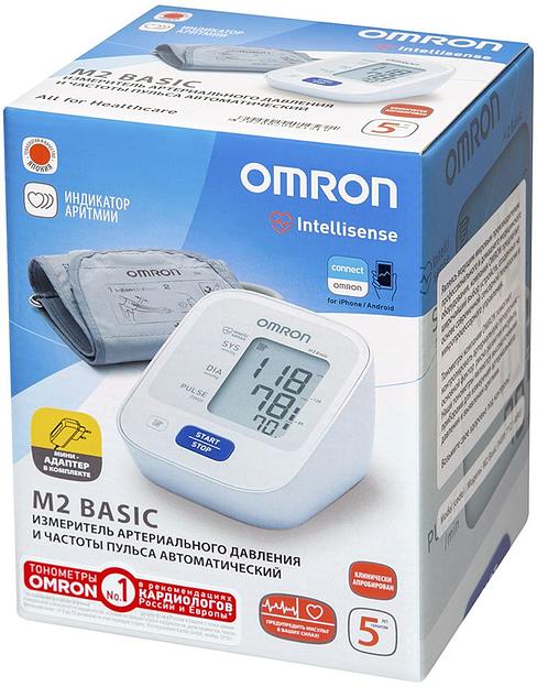 Тонометр автоматический Omron M2 Basic (HEM-7121-ARU) с адаптером фото 9