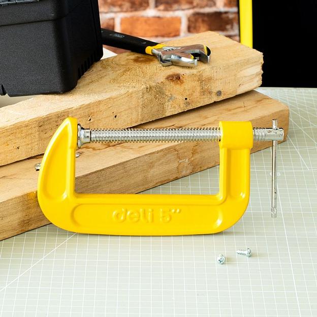 Струбцина G-образная усиленная Deli DL-G205 высота зажима 125мм, глубина зажима 70мм фото 8