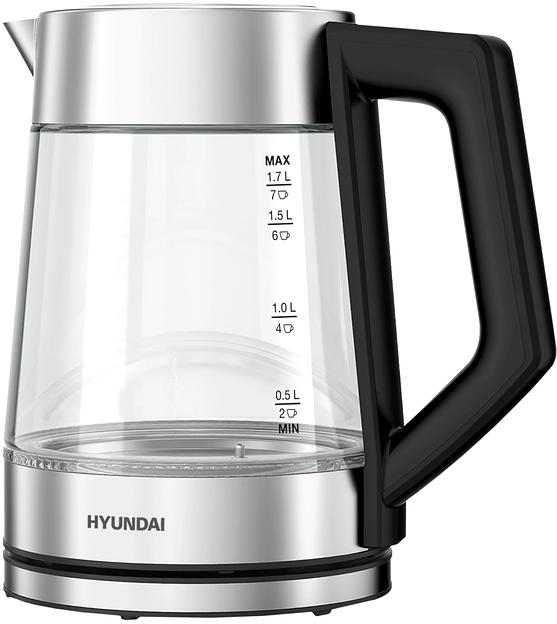 Чайник электрический Hyundai HYK-G4402 1.7л. 2200Вт черный/серебристый корпус: стекло фото 4