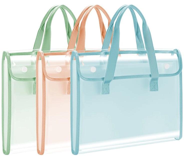 Папка-портфель Deli PM308GREEN на кнопке 7 отдел. A4 с окантовкой пвх прозрачный/зеленый фото 1