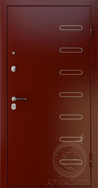 Дверь входная «Порто» шагрень вишня/венге лайн фото 1