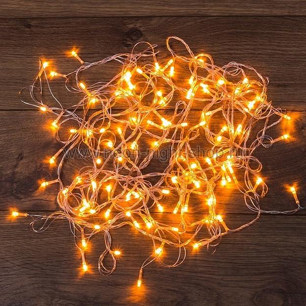 NEON-NIGHT 303-072 Гирлянда светодиодная универсальная 100 LED ТЕПЛЫЙ БЕЛЫЙ 10 метров, прозрачный ПВХ, с контроллером фото 1