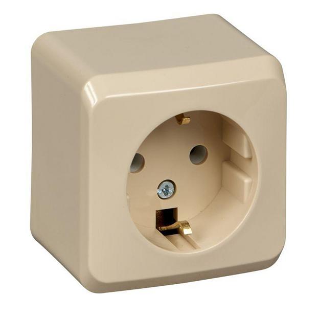 Systeme electric PA16-003K ЭТЮД О/У РОЗЕТКА с заземлением без шторок 16А 250B, КРЕМОВЫЙ, Россия фото 1