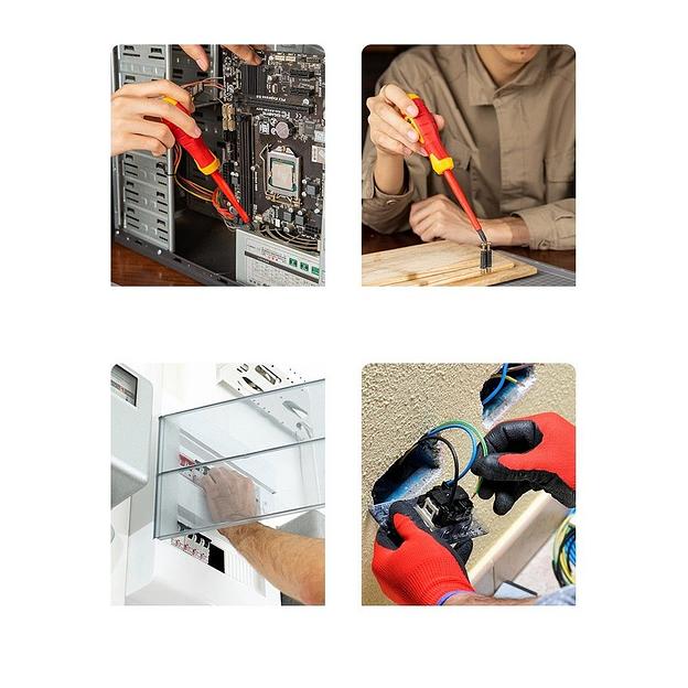 Диэлектрическая крестовая отвертка Deli DL518150 PH3х150мм сталь Cr-V, сертификат VDE для работ под напряжением до 1000 В фото 7