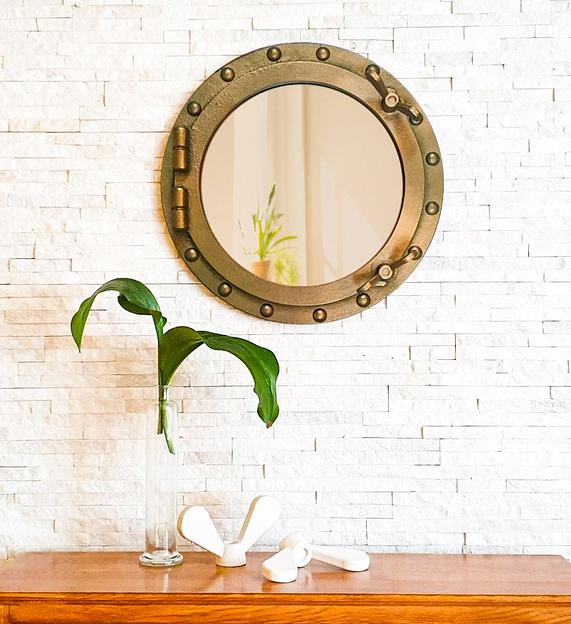 Зеркало иллюминатор в раме латунь Лигурия фото 1