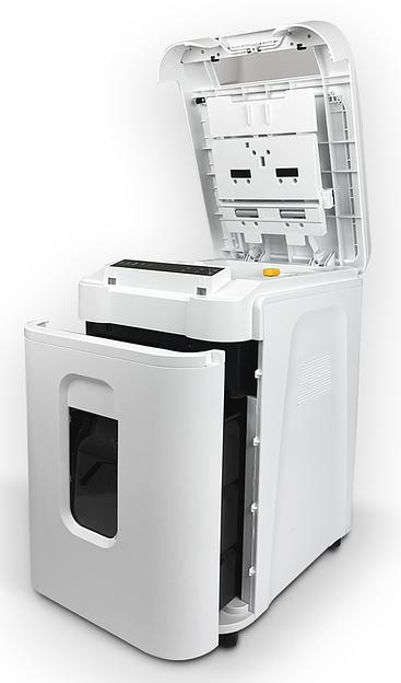 Шредер Heleos АП37-5 белый/белый с автоподачей (секр.P-5) фрагменты 220лист. 37лтр. скрепки скобы пл.карты фото 2