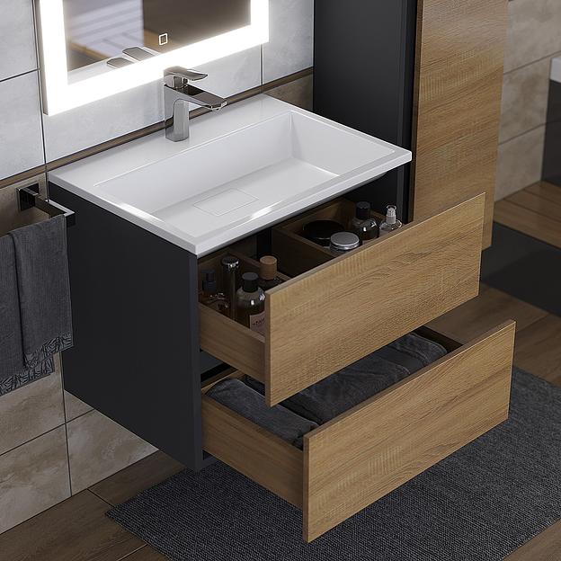 Раковина для ванной полувстраиваемая Uperwood Barsa, 60 см, прямоугольная, белая фото 7