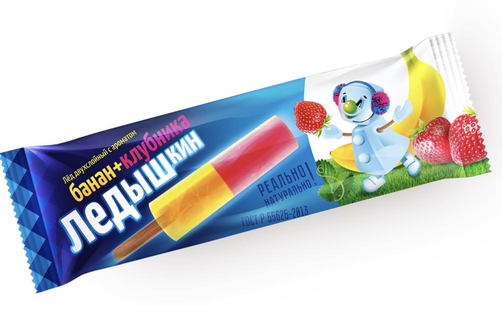 Мороженое «Лёдышкин» банан и клубника 60 гр, опт фото 1