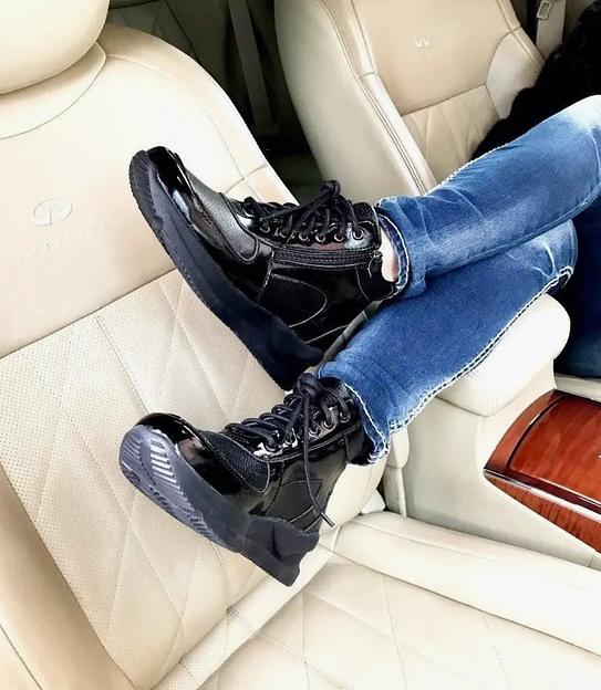 Кроссовки кожаные BuzShoes черные лакированные вставки ОПТ фото 3