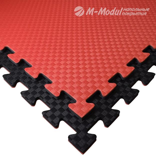 Модульное покрытие повышенной жесткости для спортзалов и детских центров 100x100 см, толщина 1,5 см, Цвет Красно-черный, Толщина модуля 15 мм. фото 1