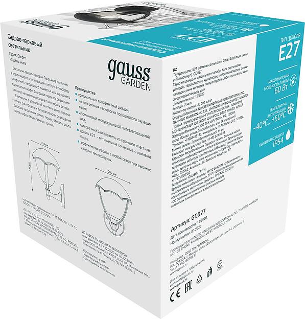 Светильник садово-парк. Gauss GD027 60Вт ламп.:1шт черный фото 3