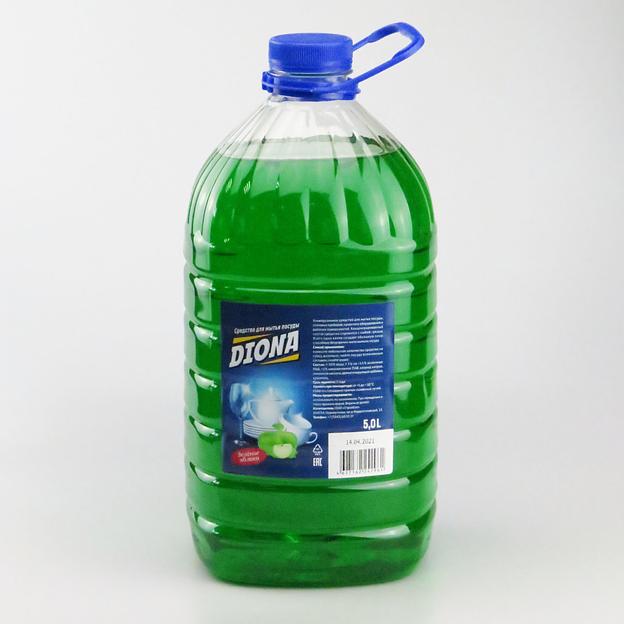 Средство для мытья посуды Зеленое яблоко Diona Magic ПЭТ 5л фото 2