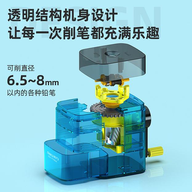 Точилка для карандашей механическая Deli 71162Blue 1 отверстие пластик синий фото 3