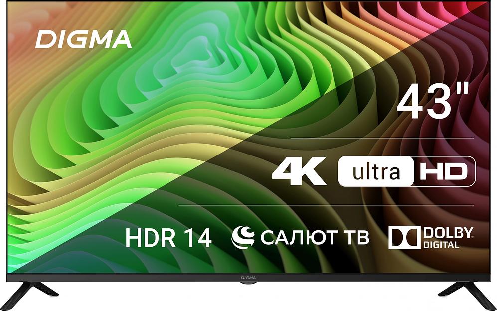 Телевизор LED Digma 43" DM-LED43UBB40 Салют ТВ Frameless Metal черный 4K Ultra HD 60Hz DVB-T DVB-T2 DVB-C DVB-S DVB-S2 USB WiFi Smart TV фото 1