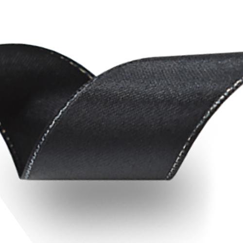 Атласная лента с серебряной нитью 25 мм 100 м черная фото 1