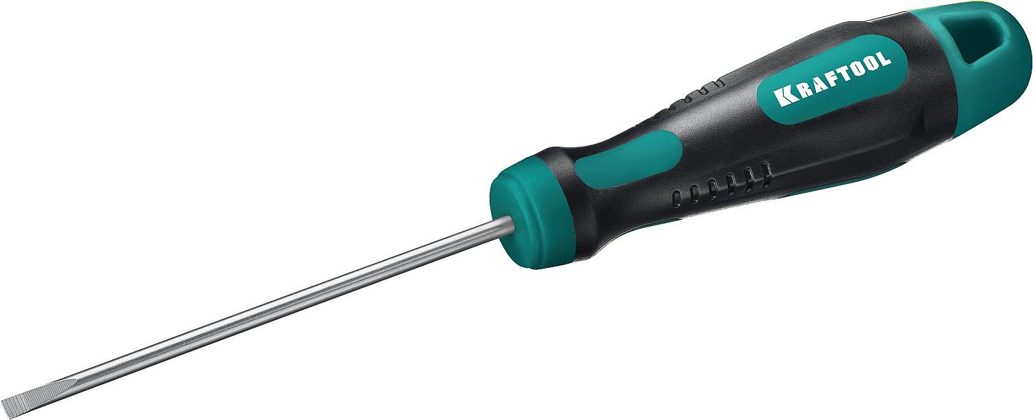 KRAFTOOL Отвертка "EXPERT", Cr-Mo-V сталь, двухкомпонентная противоскользящая рукоятка, SL, 3,0x80 мм [250071-3.0-080] фото 1