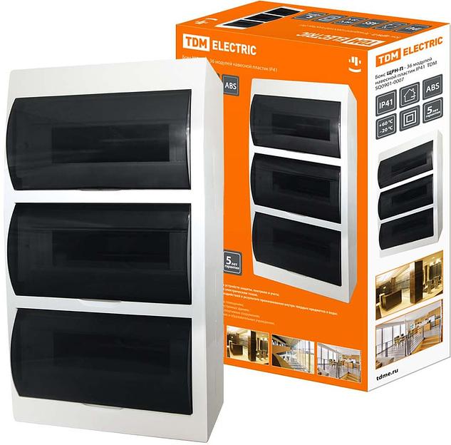Бокс ЩРН-П-36 модулей навесной пластик IP41 TDM фото 1