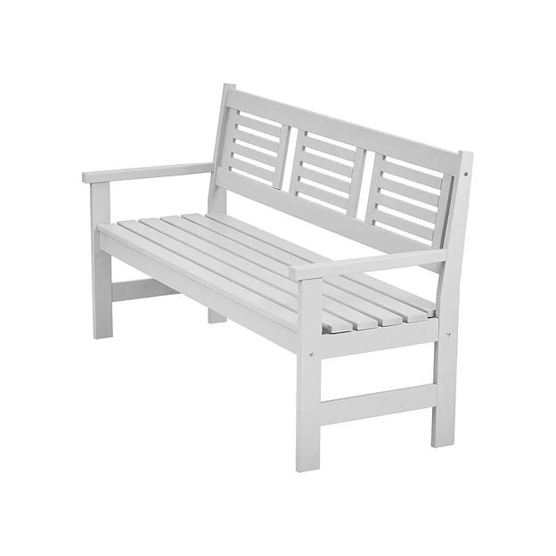 Скамья деревянная для сада и дачи, для 3-х человек Хольмен светло-серая ОПТ фото 7