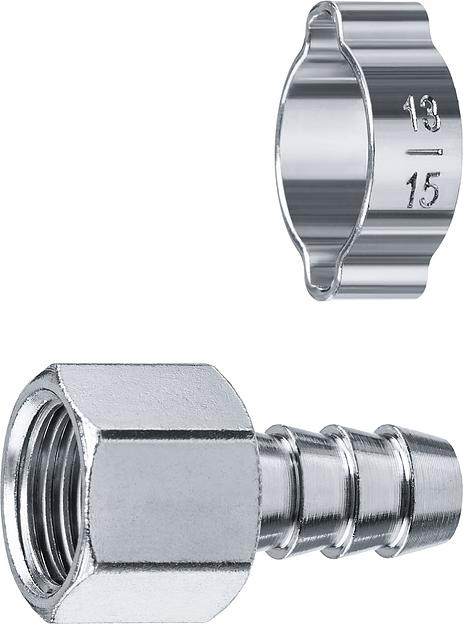 ЗУБР штуцер ″елочка″, 10 мм - 1/4″F, переходник с обжимным хомутом, Профессионал (64923-1/4-10) фото 1