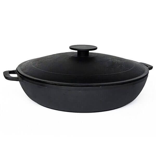 Сковорода d=40 см. h=9,8 см. чугун с крышкой с 2 ручками /1/ фото 1