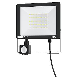 Прожектор светодиод. сетевой "ФОТОН" FL-50W6K65-PIR с датчиком движ (черный) фото 1