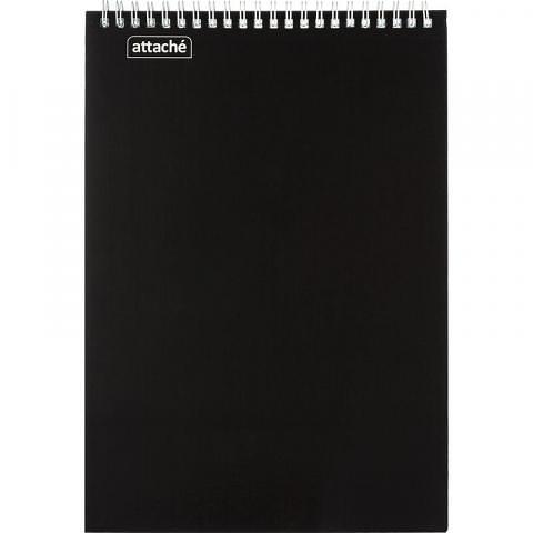 Блокнот на спирали А4, 60л., клетка, черный, Attache фото 1
