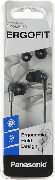 Наушники внутриканальные Panasonic RP-HJE118GU 1.1м черный проводные в ушной раковине (RP-HJE118GUK) фото 5