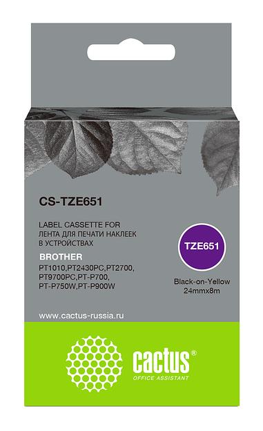 Картридж ленточный Cactus CS-TZE651 TZe-651 черный для Brother 1010/1280/1280VP/2700VP фото 1