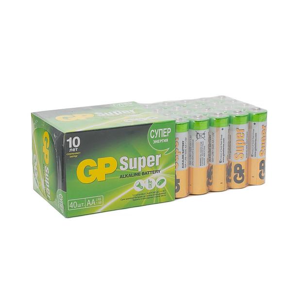 Батарейка алкалиновая GP Super Alkaline 15А АA - 40 шт. в пленке фото 1