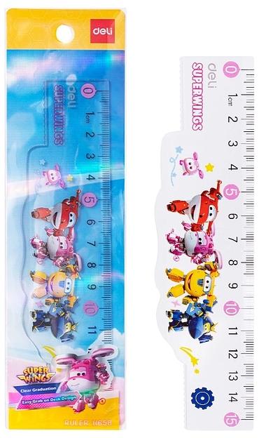 Линейка Deli EH658 Super Wings пластик дл.15см ассорти фото 1