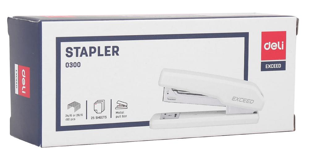 Степлер Deli E0300WHITE Exceed 24/6 26/6 (25листов) белый 100скоб металл/пластик коробка фото 5
