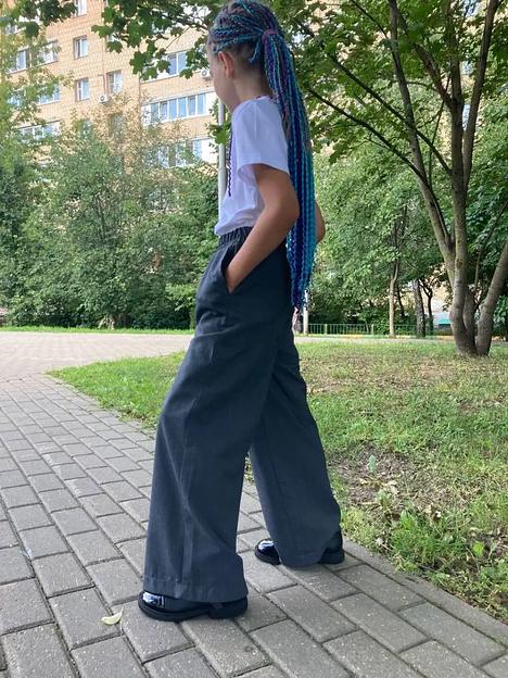 Брюки палаццо школьные на девочку KristiKlo серый ОПТ фото 3