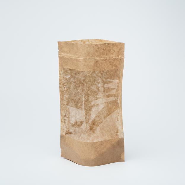 Крафт-пакет дой-пак 150*240+(45+45) с окном - 100 шт фото 1