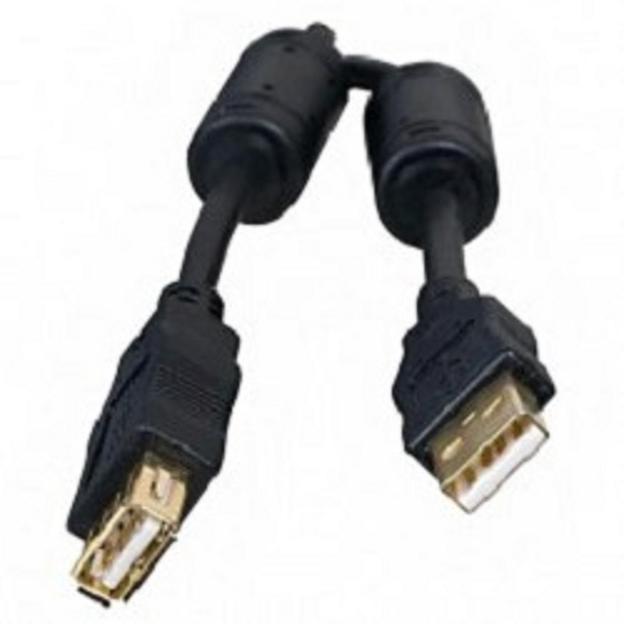 5bites UC5011-030A Проф. Кабель USB2.0, AM/AF, зол.разъемы, ферр.кольца, 3м., черный фото 1