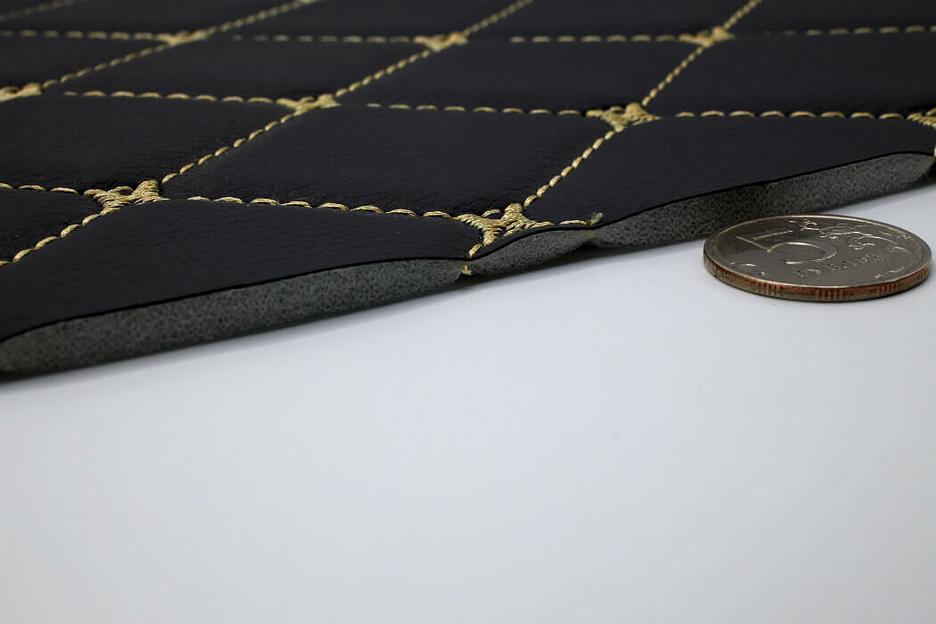 Экокожа ромб чёрный нить Шампань опт фото 3