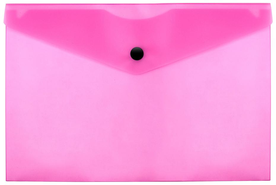 Конверт на кнопке Бюрократ Double Neon DNEPK804A5PINK A5 пластик 0.18мм розовый фото 1