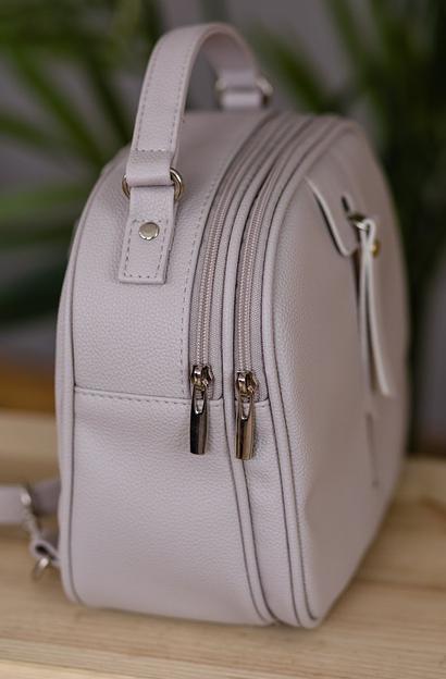 Сумка-рюкзак 2в1 светло-серая, кремовая опт фото 5