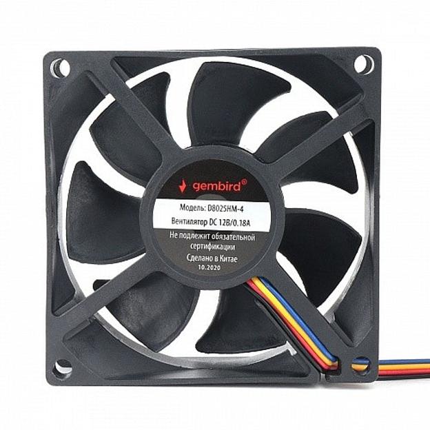 Gembird Вентилятор для корпуса 80x80x25, гидродинамический, 4 pin, провод 30 см (D8025HM-4) фото 1