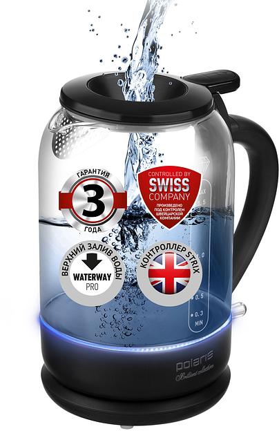 Чайник электрический Polaris PWK 1753CGL 1.5л. 1950Вт черный (корпус: стекло) фото 1