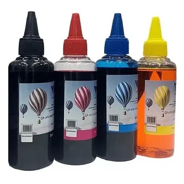 Чернила NV PRINT для аппаратов Epson, комплект 4 цвета (пигментные Bk + водные C,M,Y) по 100 мл, совместимые фото 1